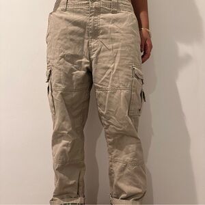 Baggy Cargo Pants with plaid cuff